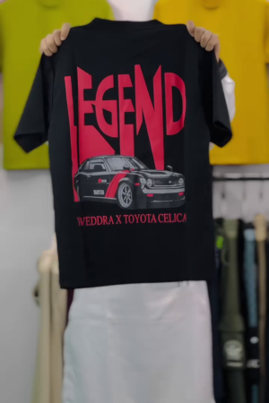 Car Racing T-Shirt, Black Cotton, Manga Style Drift Design, Street Racing Theme Graphic Print