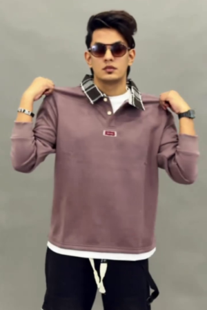 Men Solid Polo Collar Relaxed Fit Contrast Collar Pure Cotton T-shirt
