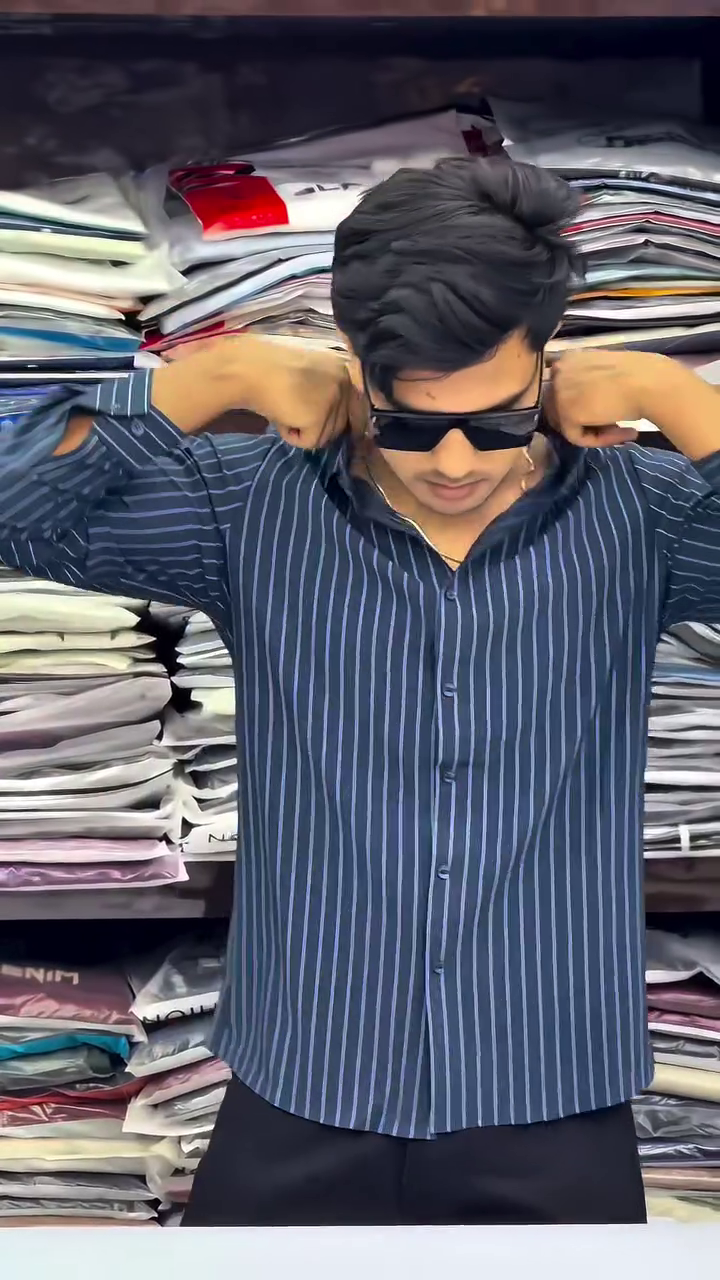 Classic Striped Cotton Spread Collar Curved Formal Shirt - Image 11