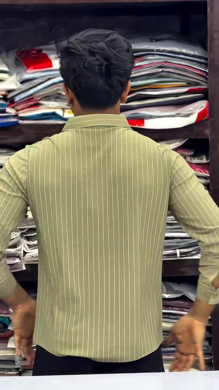 Classic Striped Cotton Spread Collar Curved Formal Shirt - Image 7