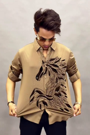 Men Floral Embroidery Casual Shirt