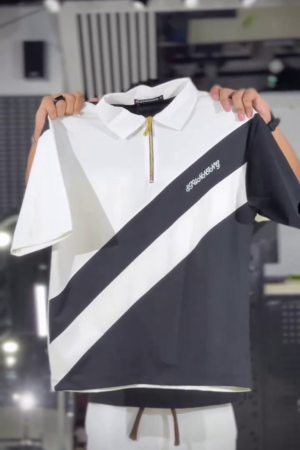 Men Printed Polo Collar Pockets T-shirt