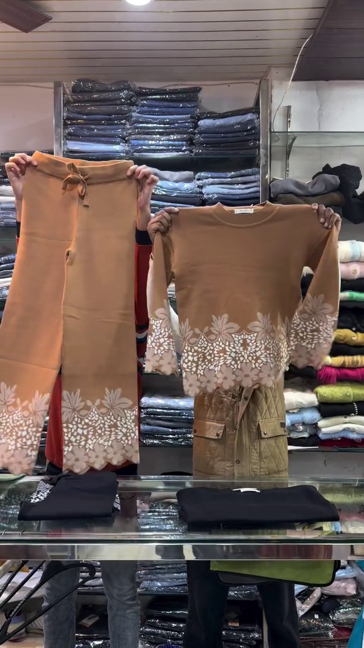 Aari Work Viscose Rayon Full Sleeves A-Line CoOrd Set - Image 4