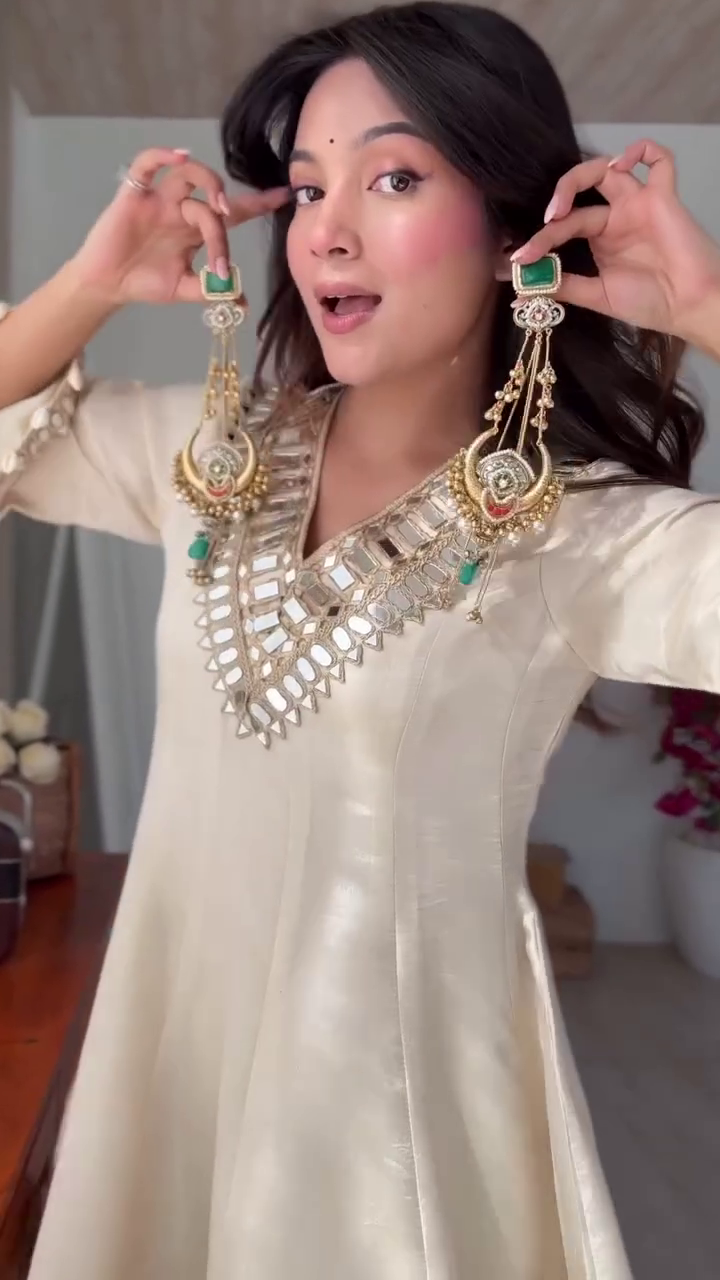Women Embroidered Regular Mirror Work Kurta with Sharara & With Dupatta
